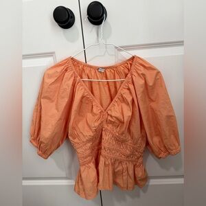 Women's Orange Puff Sleeve Top NWT from old navy size small